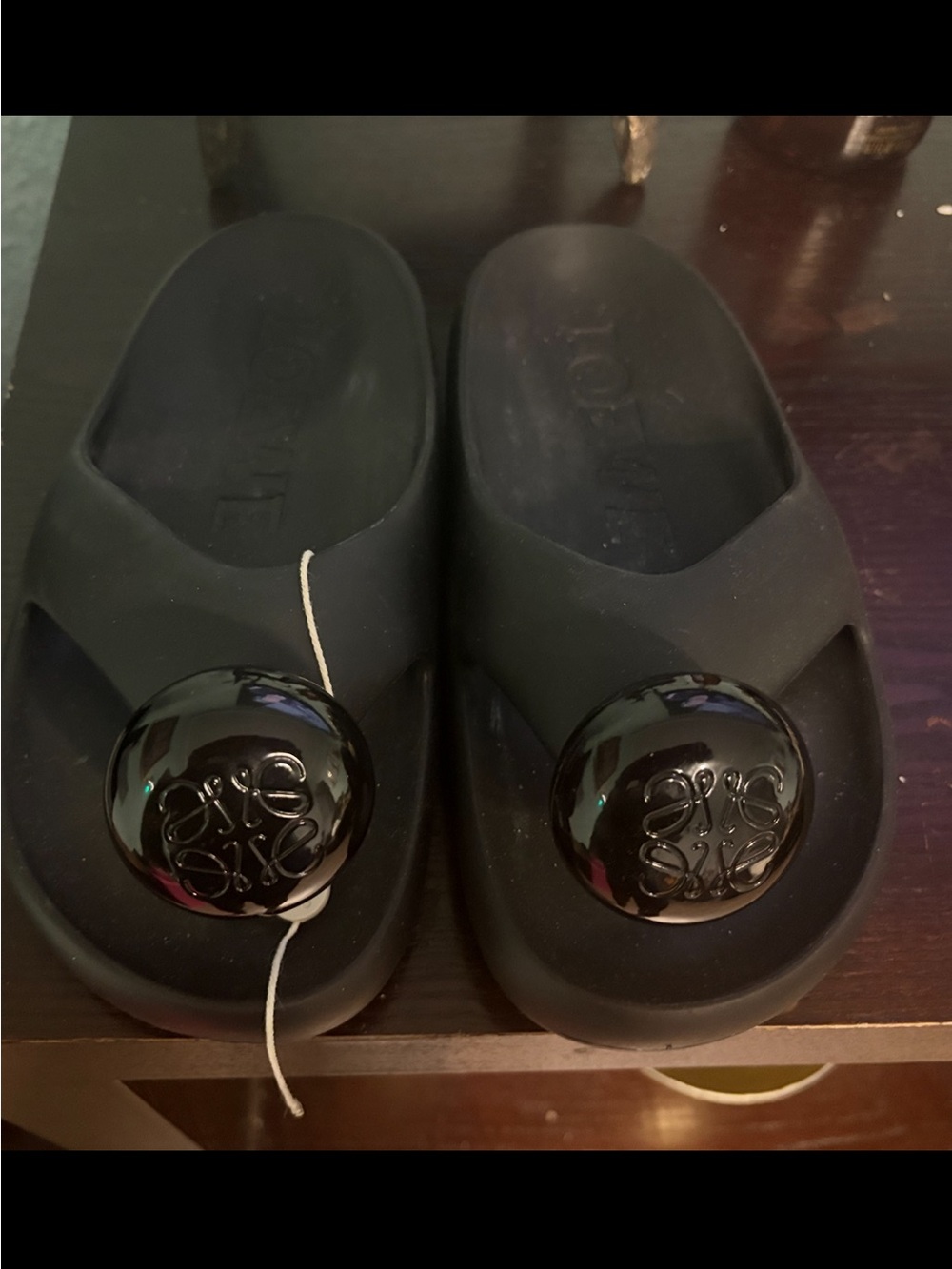 Loewe Black Embossed Logo Slide Sandals NWT - Picture 5 of 6
